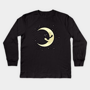 CRESCENT MOON HUG at night Kids Long Sleeve T-Shirt